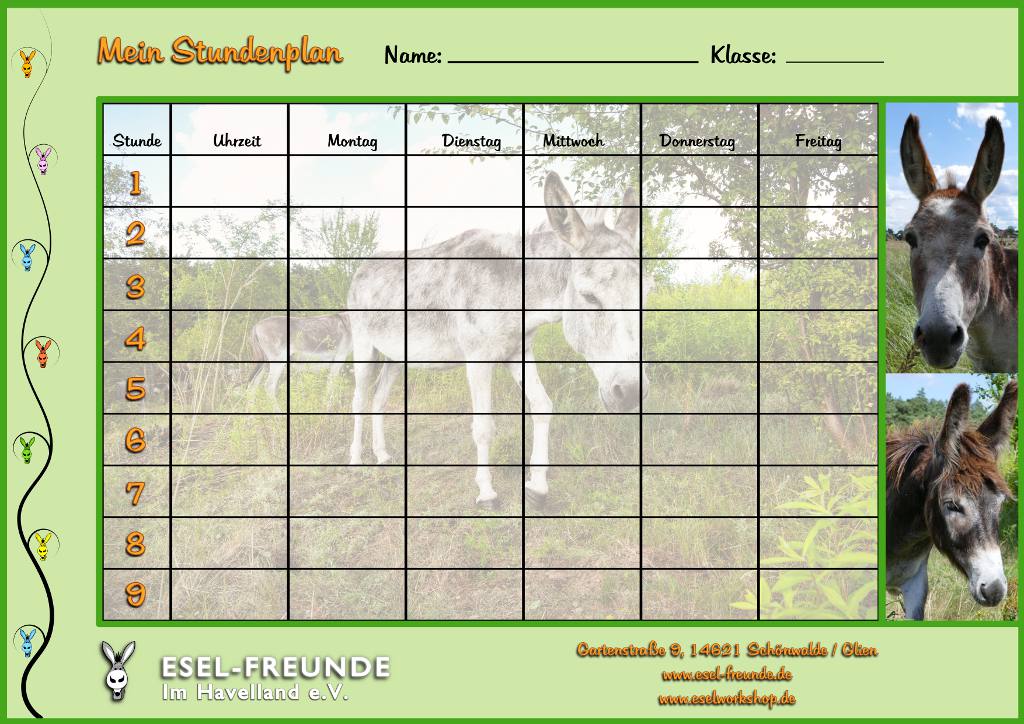eselfreunde - eselworkshop - Stundenplan eselfreunde - eselworkshop - Stundenplan