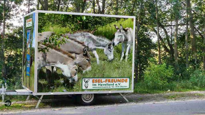 Eselfreunde - mobiler Spendenshop. Ein Suchbild Eselfreunde - mobiler Spendenshop. Ein Suchbild