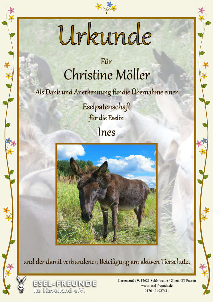 Eselpatenschaft - Eselfreunde im Havelland e. V., Brandenburg Eselpatenschaft - Eselfreunde im Havelland e. V., Brandenburg